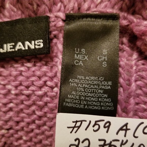 #159A N W/O T DKNY JEANS mauve alpaca cardigan Small - Picture 7 of 8